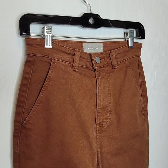 Everlane Straight Leg Crop Twill Pants 2S Brown - Picture 3 of 5